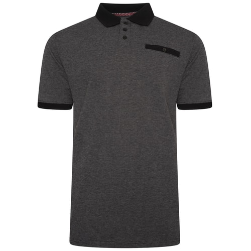 KAM Dobby Pique Polo Shirt Black